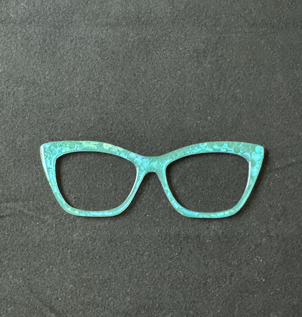 Wanda | Foil Teal Flowers | Resin Bubbles
