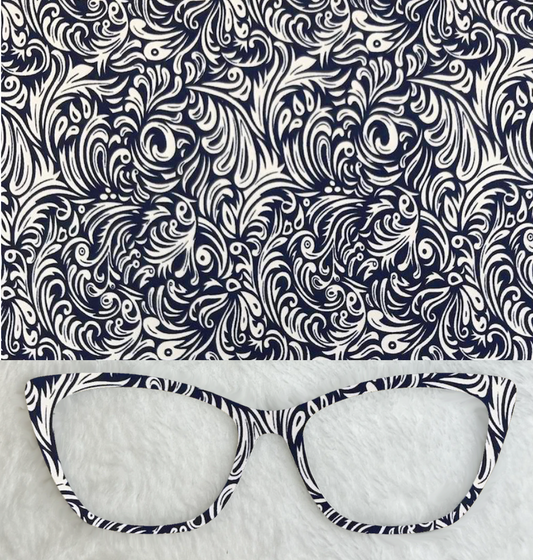Navy and White Feathered
