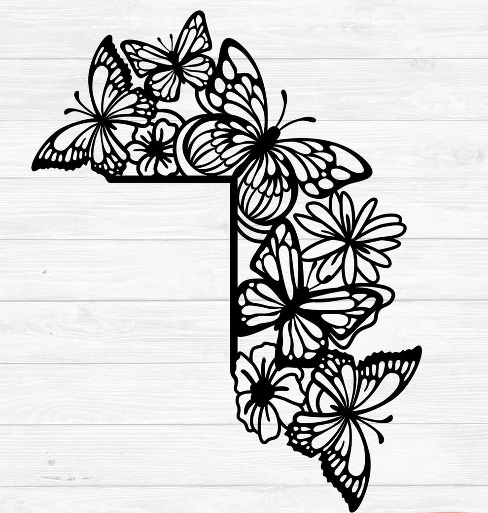 Door Corner Butterflies LaserNonna