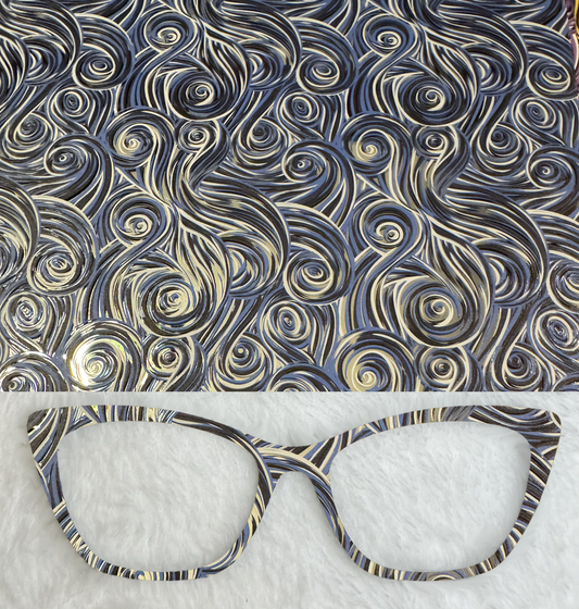 Mirrored Black and Blue Swirls