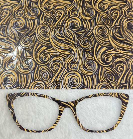 Mirrored Black and Gold Swirls