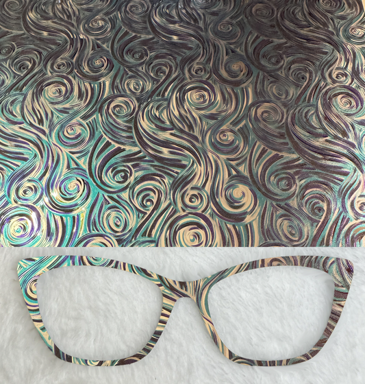 Mirrored Black and Teal Swirls
