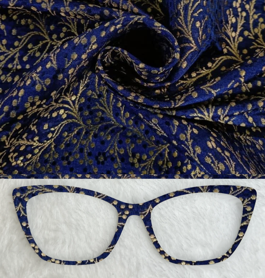 Raw Silk Navy & Gold Brocade